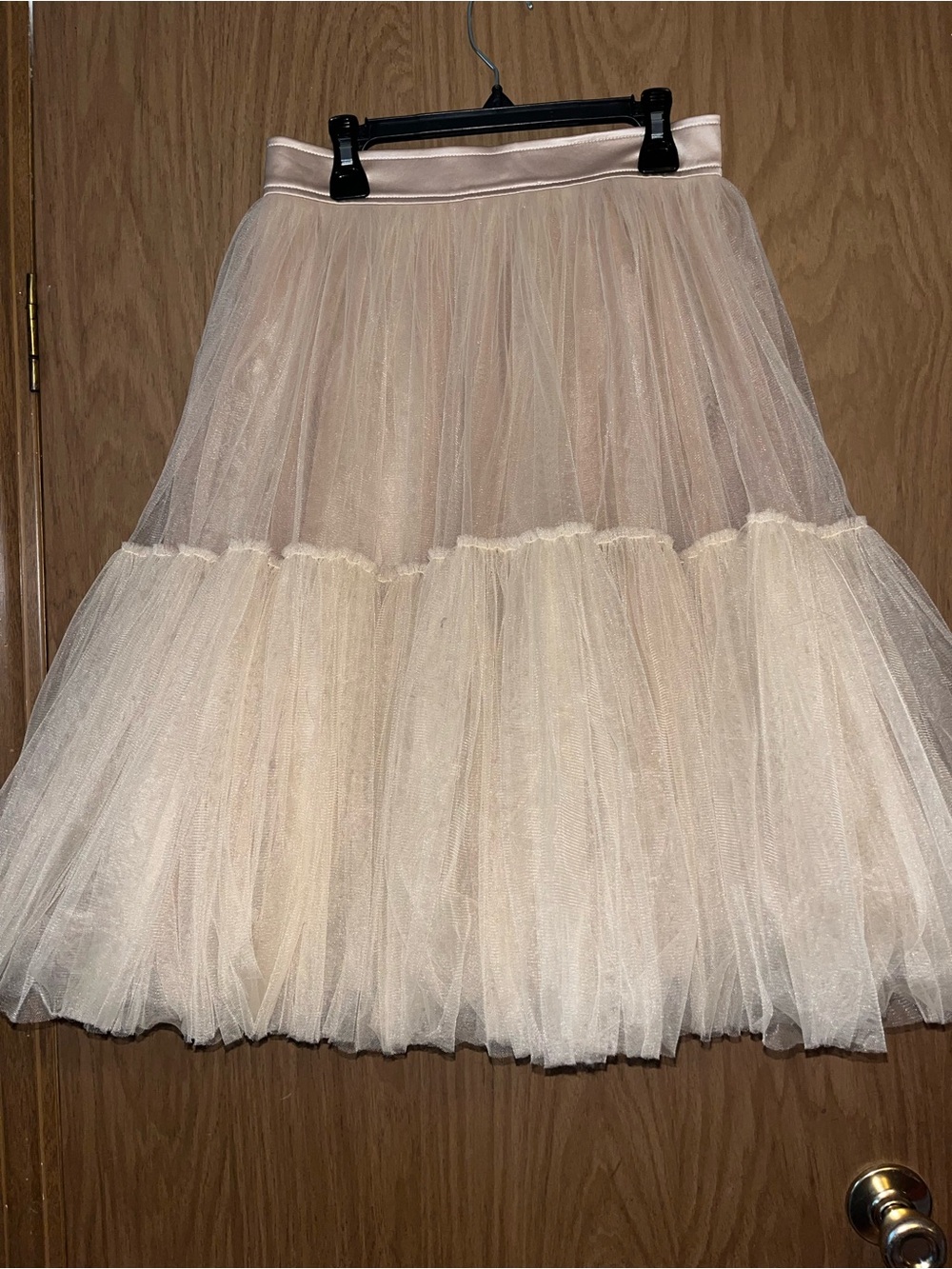 Tiered Tulle Midi Skirt in Blush